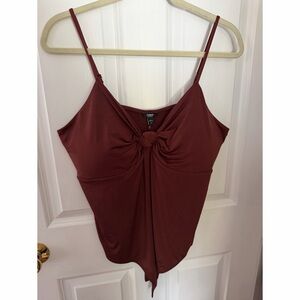 Women's Burgundy Knot Front bodysuit